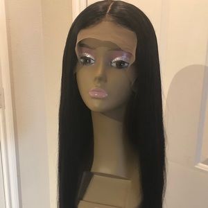 100% human hair front lace wig with middle part.